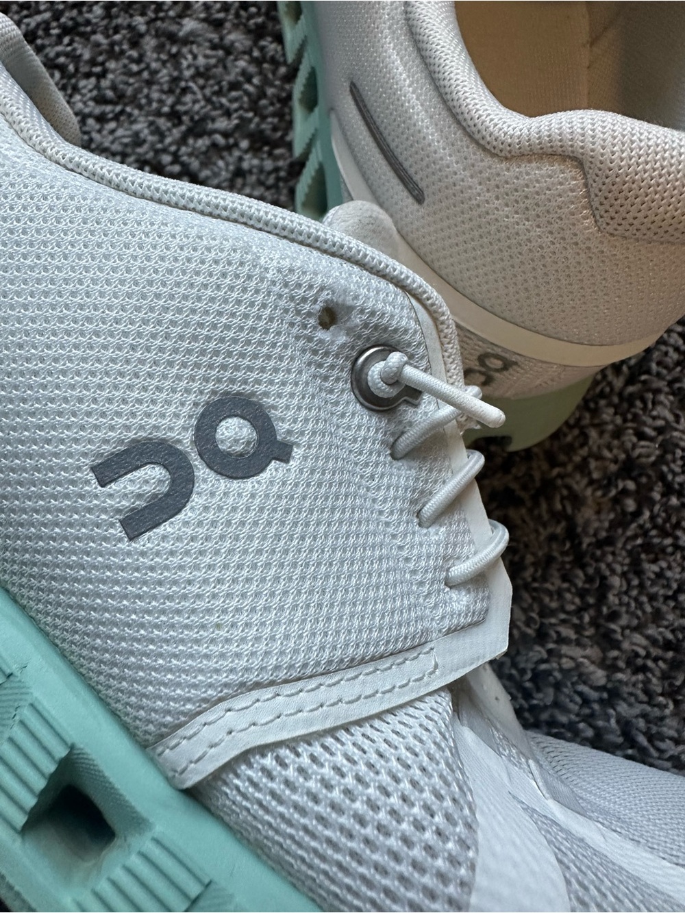 On Running Cloud 5 White Sneakers with Mint Soles Undyed White Creek Size 9 - Picture 9 of 11